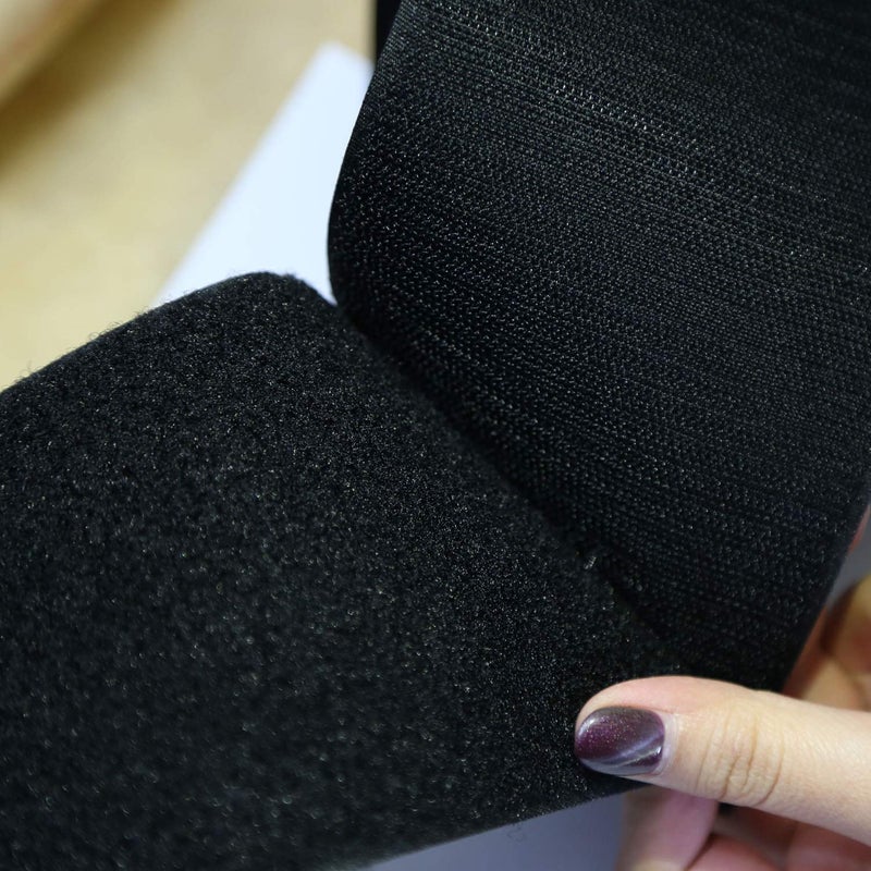 Vkey 4" Width 5 Yards Length Sew on Hook and Loop Style Nylon Strips Fabric Non-Adhesive Back Black Classroom diy(10cm x5M) - Image 3